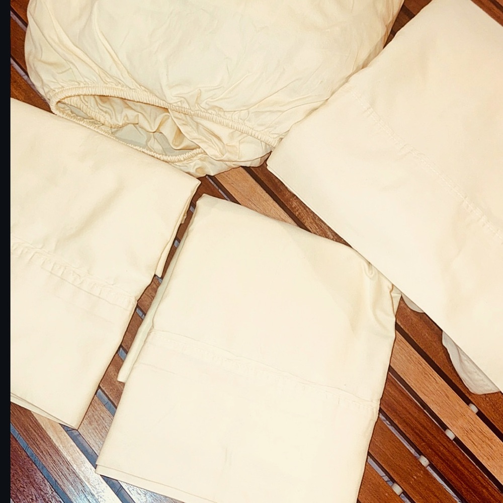 Ralph Lauren Dunham Buttercream Yellow 4pc full double sateen cotton Sheet Set